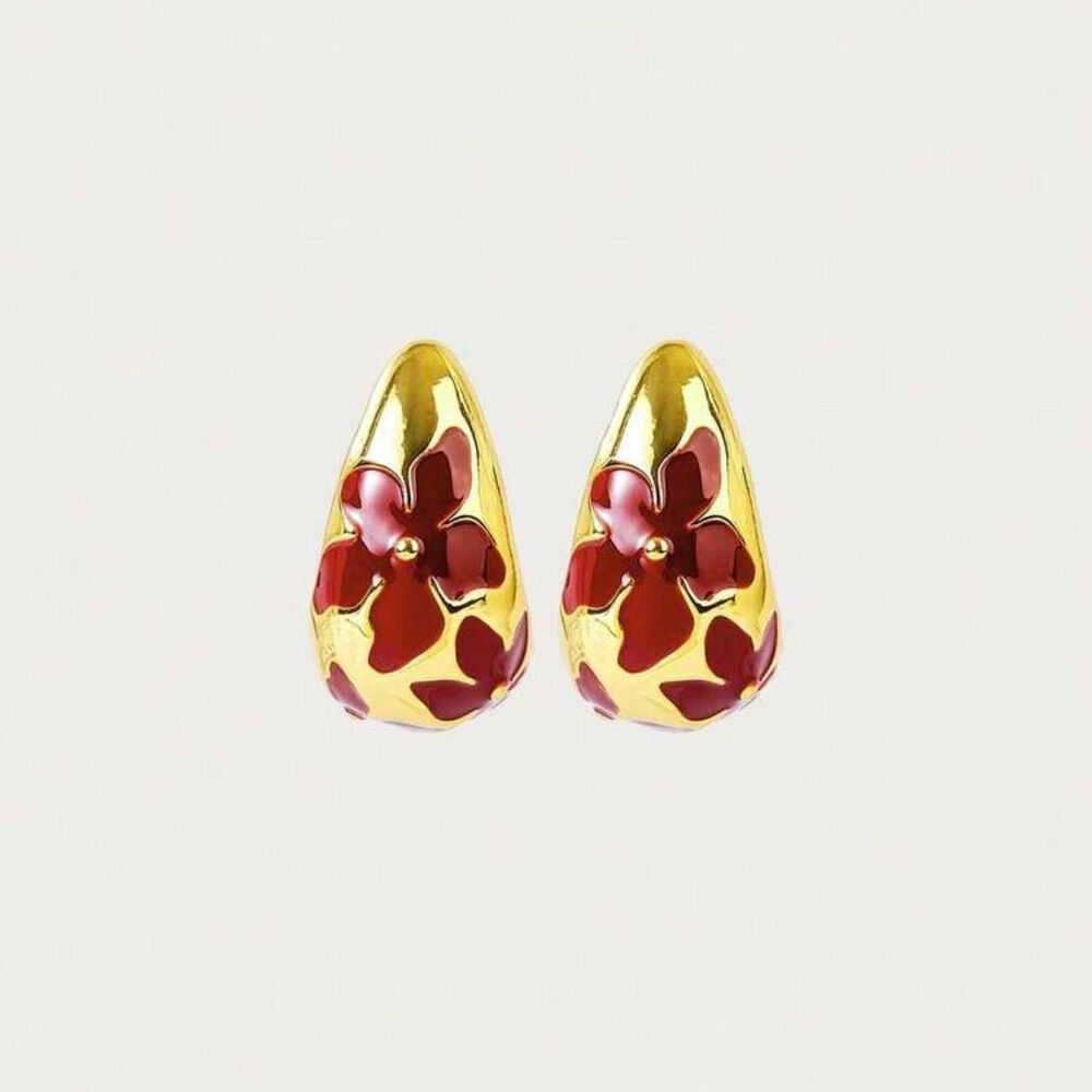 floral huggie earrings D6
